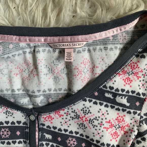 VS pink gray full length thermal pj set - Picture 2 of 5